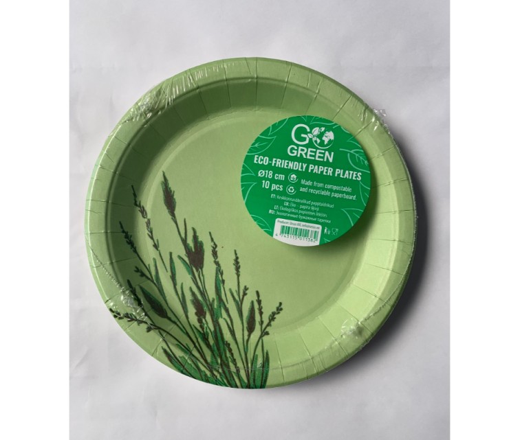 Экологические бумажные тарелки Reed Go Green Ø18см 10 шт./0,07 кг