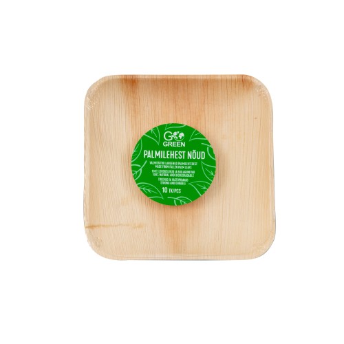 Palmu lapu šķīvji Go Green 15x15cm 10 gab./ 0,22kg Palmu lapu šķīvji Go Green 15x15cm 10 gab./ 0,22kg
