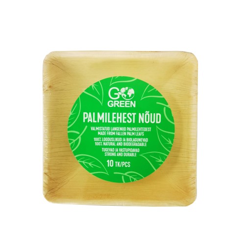 Palmu lapu bļodiņas Go Green 13x13cm 10 gab./ 0,20kg Palmu lapu bļodiņas Go Green 13x13cm 10 gab./ 0,20kg