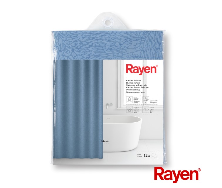 Shower curtain 180x200cm blue, polyester