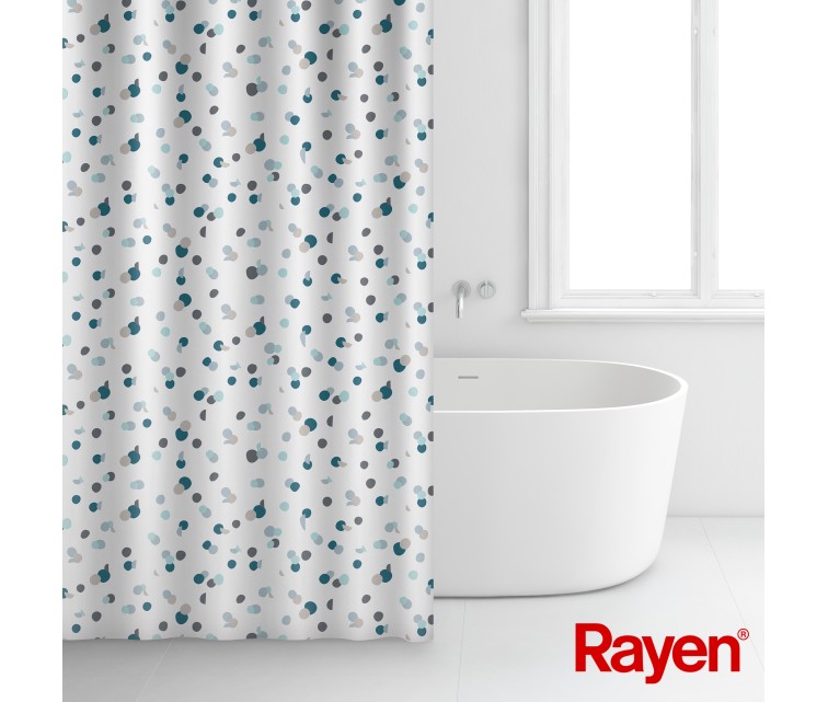 Shower curtain 180x200cm white/blue, polyester