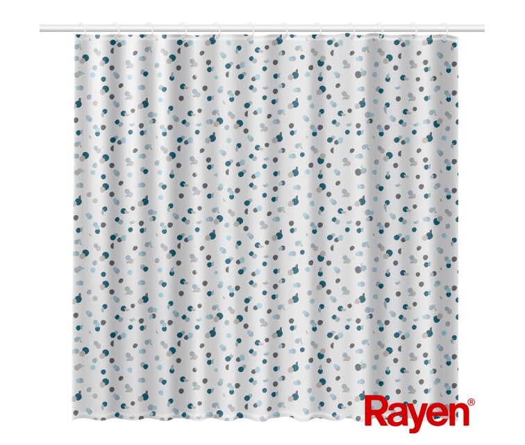 Shower curtain 180x200cm white/blue, polyester