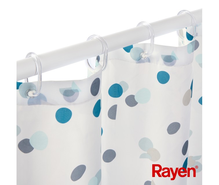 Shower curtain 180x200cm white/blue, polyester