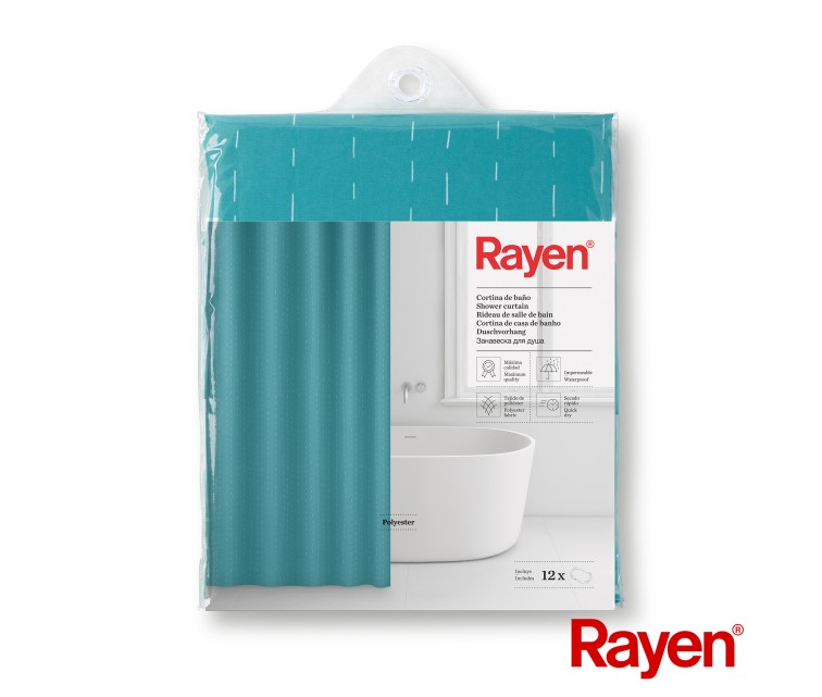 Shower curtain 180x200cm light blue, polyester