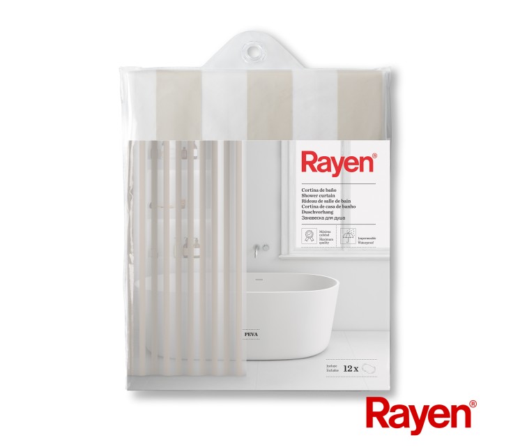 Shower curtain 180x200cm white/beige, PEVA