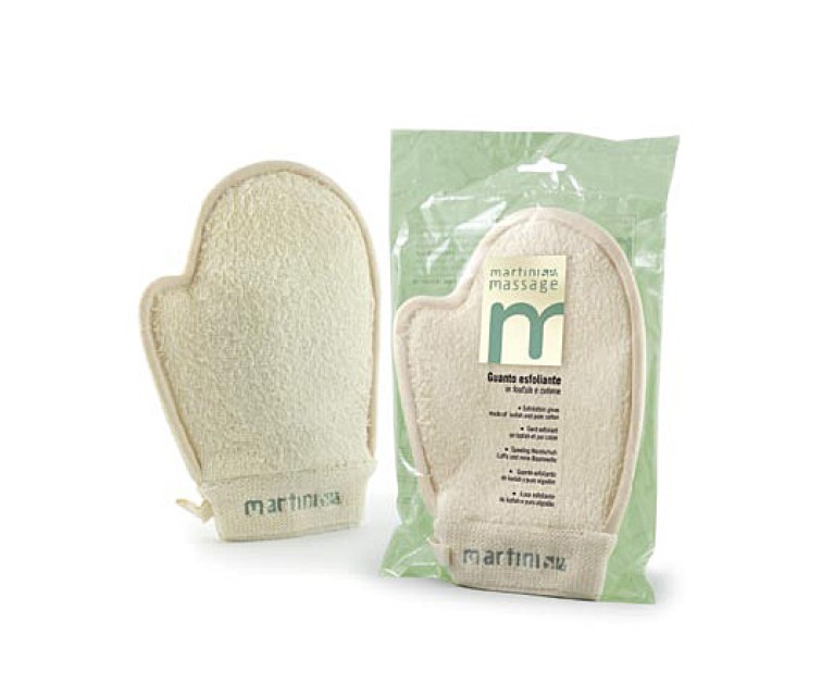 Natural loofah and cotton exfoliating glove