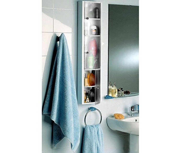 Vertical bathroom cabinet white/glazed