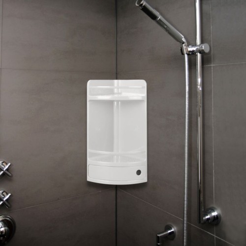 Corner shelf with drawer white