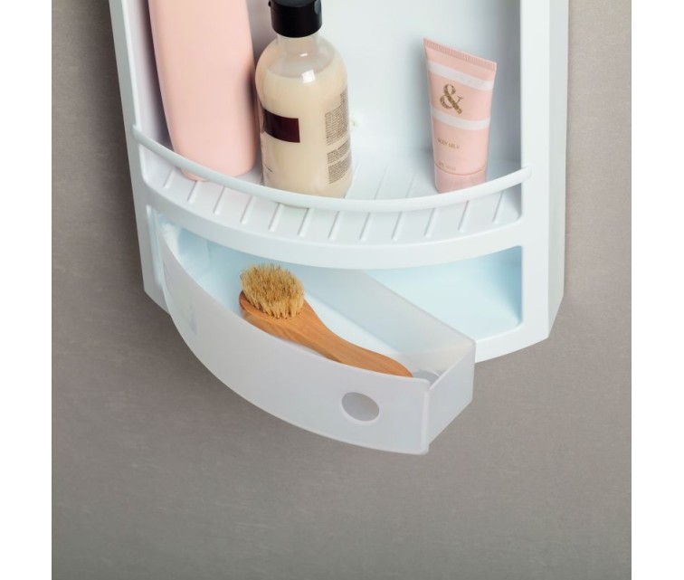 Corner shelf with drawer white