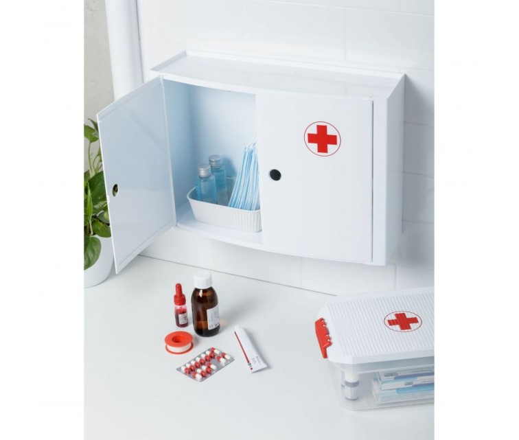 Horizontal bathroom cabinet medicine cabinet