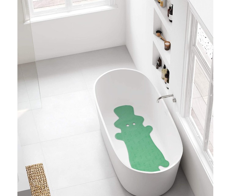 Нескользящий коврик для ванной для детей 86x33см зеленый