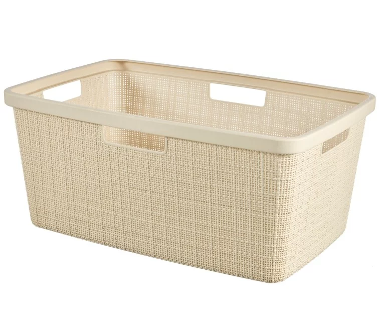 Kreminės spalvos skalbinių krepšys iš džiuto 46L 59x39x26cm Kreminės spalvos skalbinių krepšys iš džiuto 46L 59x39x26cm