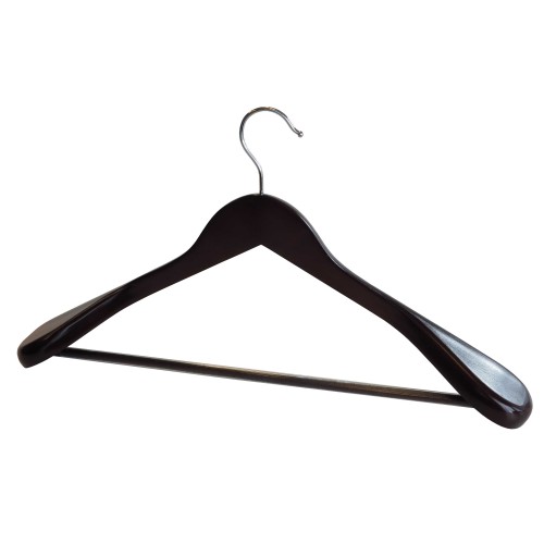 Clothes rack, wide shoulders, wooden, dark