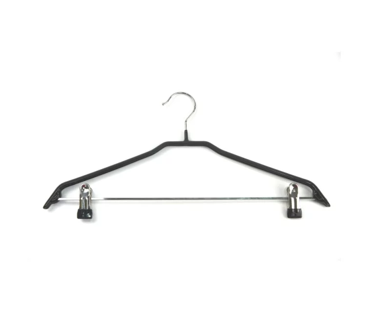 Pakabos drabužiams su spaustukais, 2 vnt., plienas/vinilas Non Slip, 44 cm, juodos