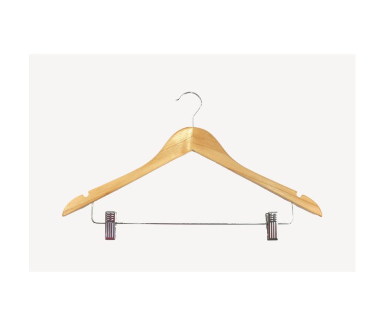 Clothes hangers with clips 2pcs wooden Wood 44,5cm
