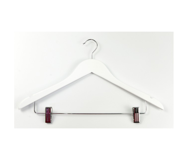 Clothes hangers with clips 2pcs wooden Wood 44,5cm white