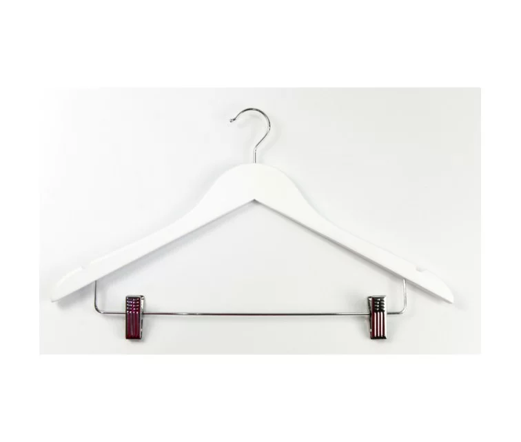 Clothes hangers with clips 2pcs wooden Wood 44,5cm white Clothes hangers with clips 2pcs wooden Wood 44,5cm white