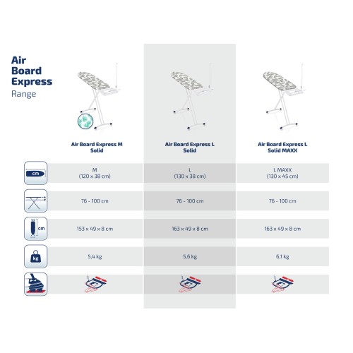 LEIFHEIT Gludināmais dēlis Air Board Express L Solid 130x38cm
