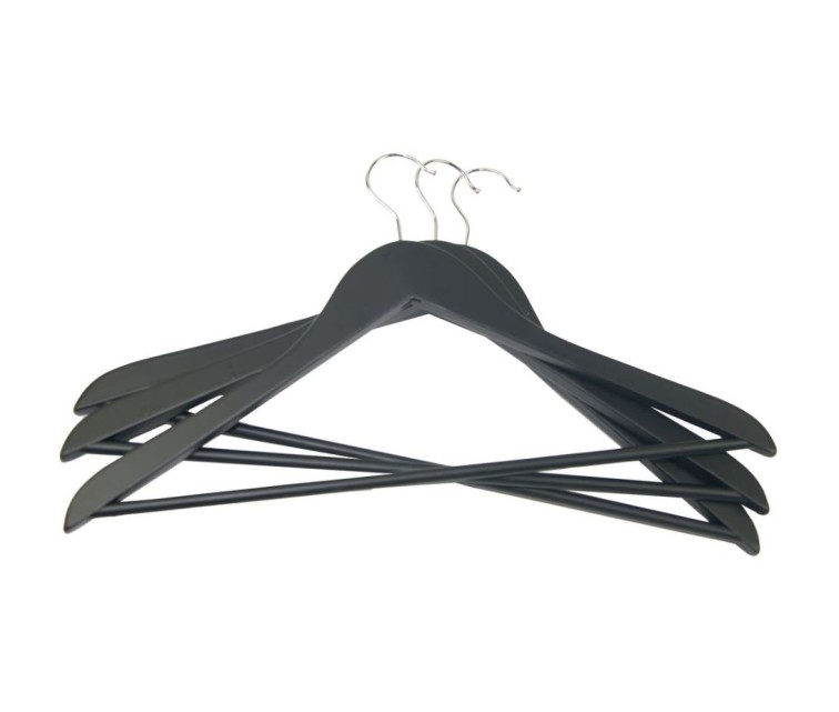 Clothes hangers 3 pcs wooden Wood 44,5cm assorted, black/blue/light grey/white