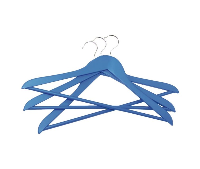 Clothes hangers 3 pcs wooden Wood 44,5cm assorted, black/blue/light grey/white