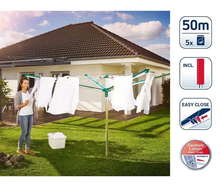 LEIFHEIT Linomatic 500 Deluxe Cover skalbinių džiovyklė LEIFHEIT Linomatic 500 Deluxe Cover skalbinių džiovyklė