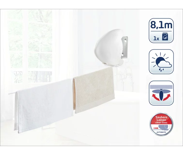 LEIFHEIT Rollfix Single 80 Longline automatinė skalbinių virvelė LEIFHEIT Rollfix Single 80 Longline automatinė skalbinių virvelė