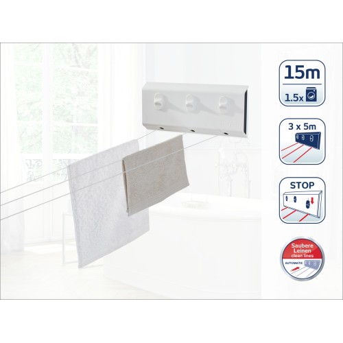 LEIFHEIT Rollfix Triple 150 Longline automatinė skalbinių virvė LEIFHEIT Rollfix Triple 150 Longline automatinė skalbinių virvė