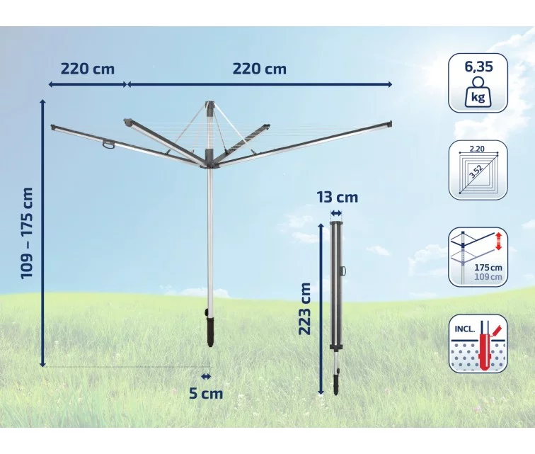 LEIFHEIT veļas žāvētājs rotējošs Linomatic 600 Plus LEIFHEIT veļas žāvētājs rotējošs Linomatic 600 Plus