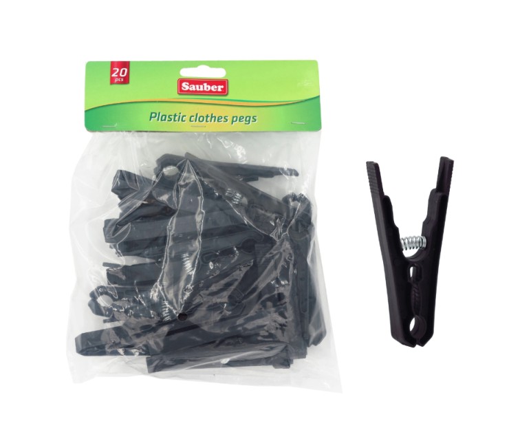 Plastic laundry hooks 20pcs black