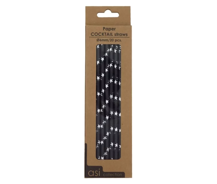 Paper cocktail straws 20pcs / Ø6mm / 21cm Paper cocktail straws 20pcs / Ø6mm / 21cm