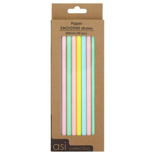 Papīra smūtiju salmiņi 20gab / Ø8mm / 21cm Papīra smūtiju salmiņi 20gab / Ø8mm / 21cm