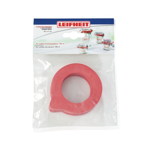 LEIFHEIT Replacement rubber rings 6pcs 43x71mm for sealed jars 135ml LEIFHEIT Replacement rubber rings 6pcs 43x71mm for sealed jars 135ml