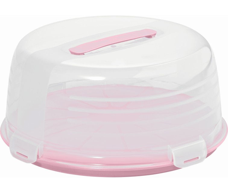 Cake transport box round Ø34,7x15,6cm pink