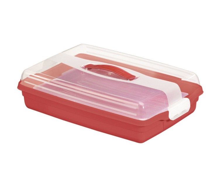 Cake transport box rectangular 45x29,5x11,1cm red