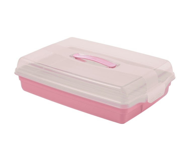 Cake transport box rectangular 45x29,5x11,1cm pink