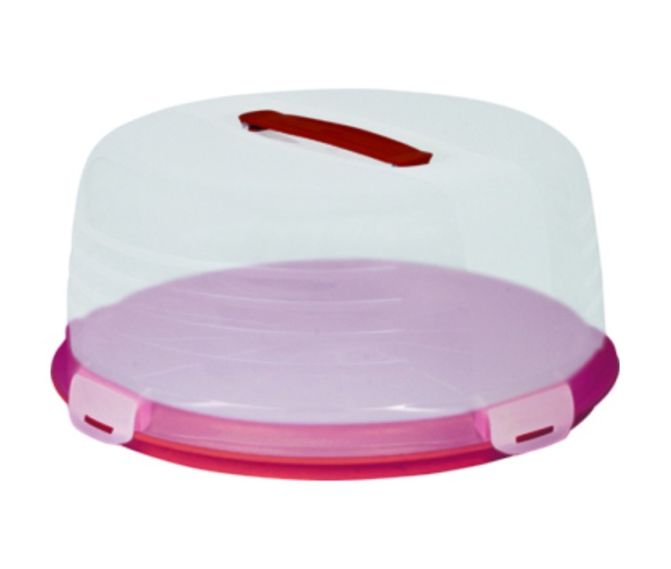 Cake transport box round Ø34,7x15,6cm red