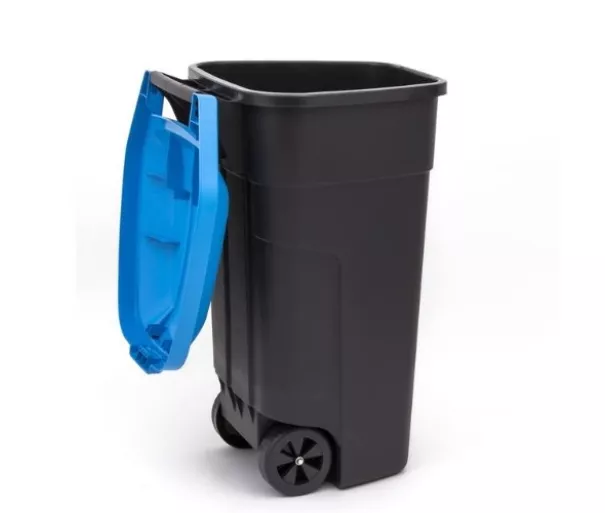Atkritumu tvertne uz riteņiem 110L melna/zila