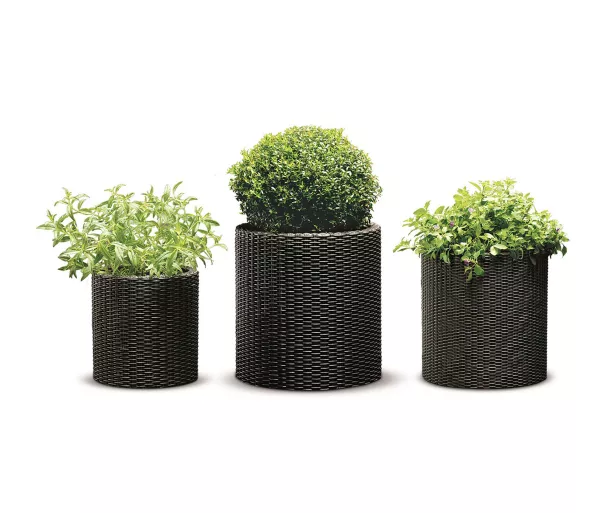Flower pot set Cylinder Planters S+M+L brown