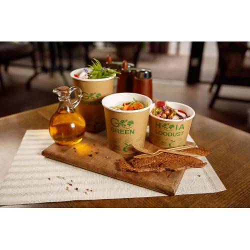 Компостируемые пищевые контейнеры с крышками Go Green 470мл 5шт. / 0,099кг