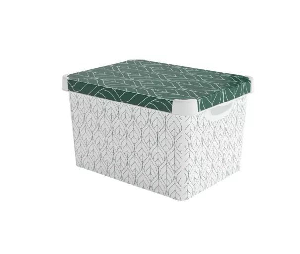 Коробка с крышкой Deco Stockholm L 39,5x29,5x23,5см Зелёные листья