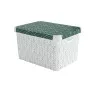Box with lid Deco Stockholm L 39.5x29.5x23.5cm Green Leaves