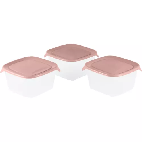 Food container set 3 pcs. square 3x1.2L Fresh&Go pink