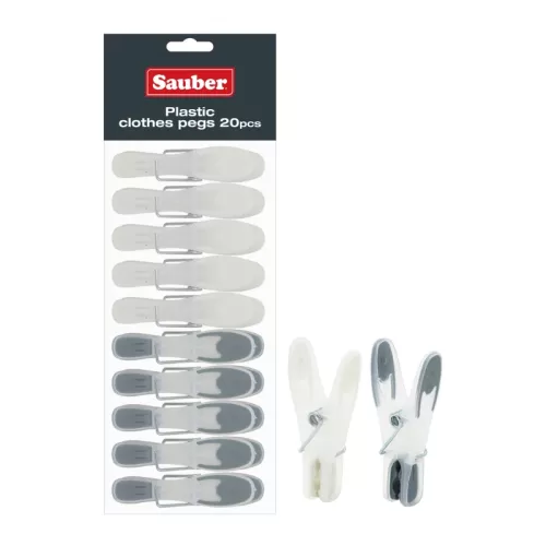 Plastic laundry hooks 20pcs grey