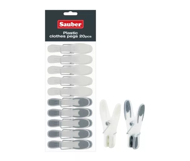 Plastic laundry hooks 20pcs grey