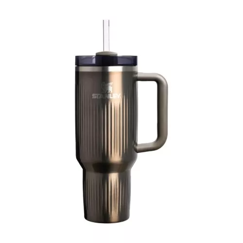 Thermos mug with straw The Quencher H2.0 Fluted Tumbler 1.18L glossy dark gray