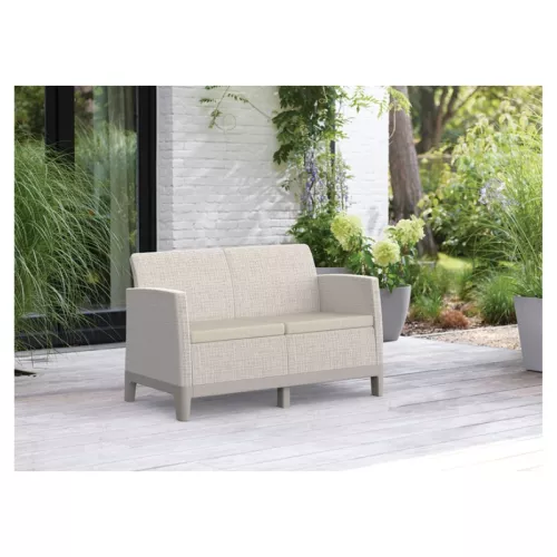 Dārza dīvāns divvietīgs Scandi Form 2 Seater Sofa oļu pelēks/gaiši bēšs