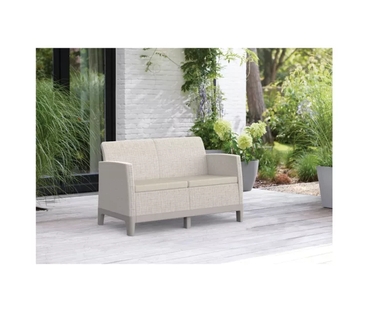 Dārza dīvāns divvietīgs Scandi Form 2 Seater Sofa oļu pelēks/gaiši bēšs