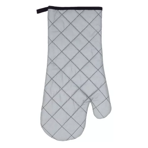 Karstumizturīgs cimds grilam 18x38cm sudraba krāsā/melnas šuves 