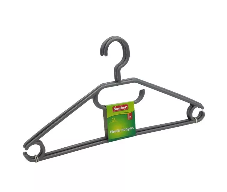 Вешалки-плечики 3шт., пластик, белый, черный, серый