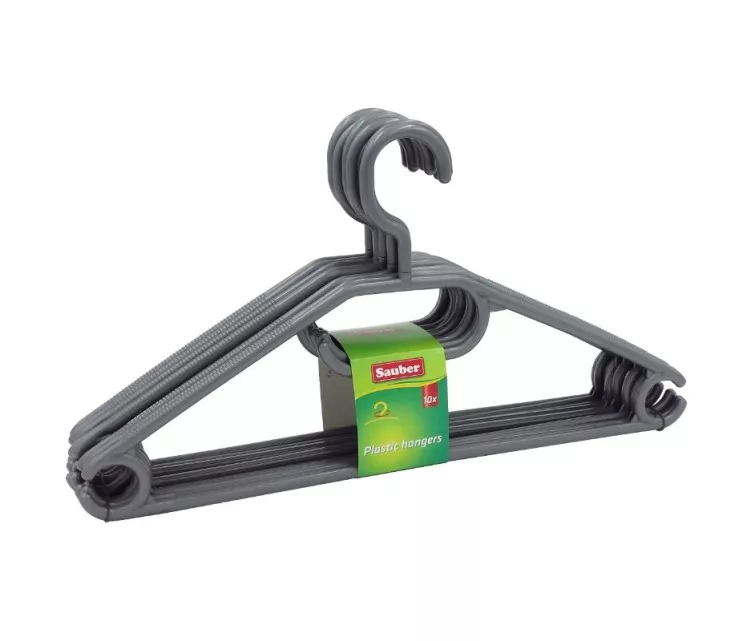 Plastic clothes hangers 10pcs white/black/grey